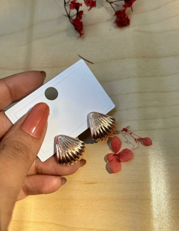 Rose Gold-Tone Shell Stud Earrings